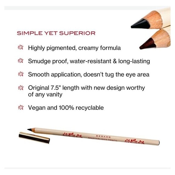 Bésame Cosmetics Brown Masterliner Eye Liner + Sharpener + Satin Bag - Picture 5 of 10